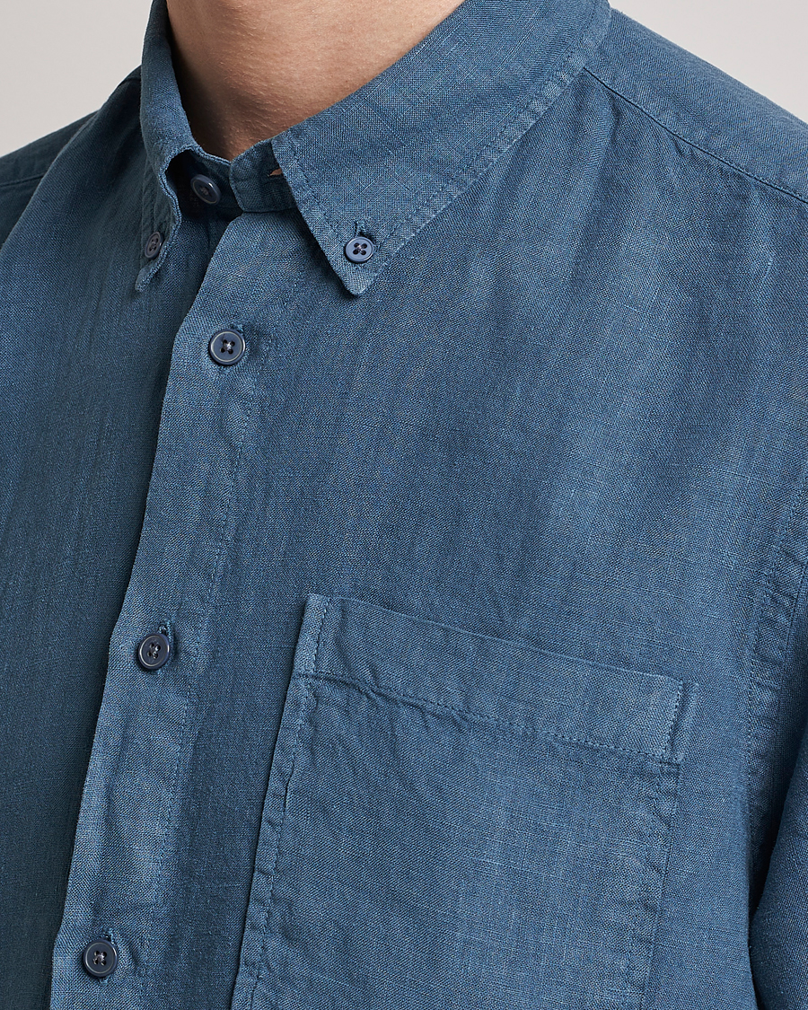 Hombres | Camisas | NN07 | Arne Linen Short Sleeve Shirt Dust Blue