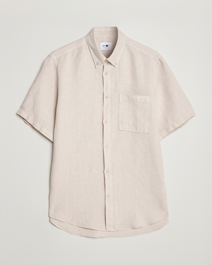 Hombres | Camisas | NN07 | Arne Linen Short Sleeve Shirt Oat