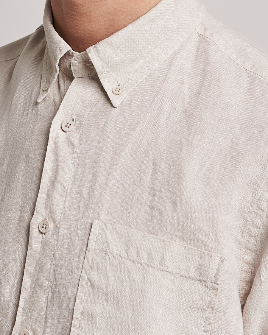 Hombres | Camisas | NN07 | Arne Linen Short Sleeve Shirt Oat