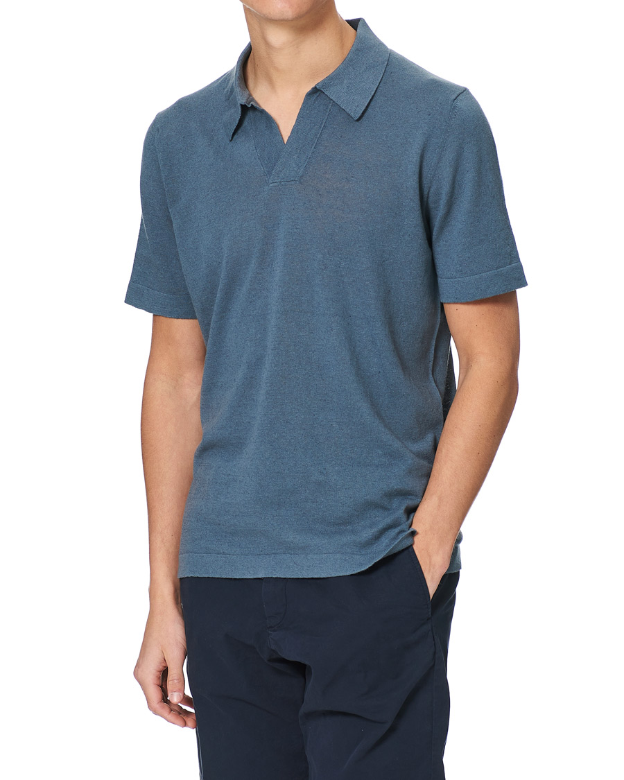 Hombres | Polos | NN07 | Ryan Cotton/Linen Polo Dust Blue