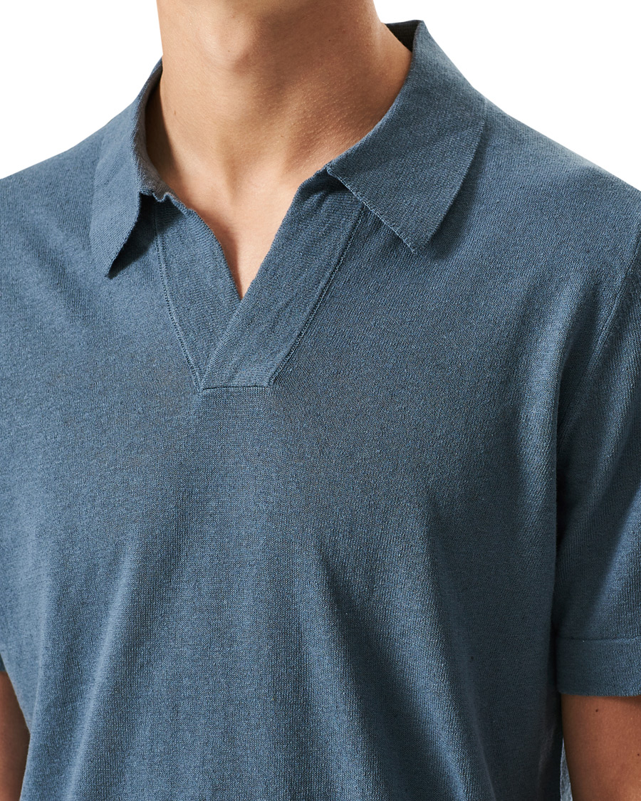 Hombres | Polos | NN07 | Ryan Cotton/Linen Polo Dust Blue