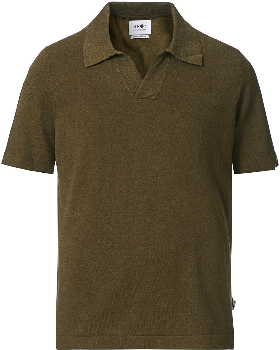 Hombres | Polos | NN07 | Ryan Cotton/Linen Polo Dark Olive