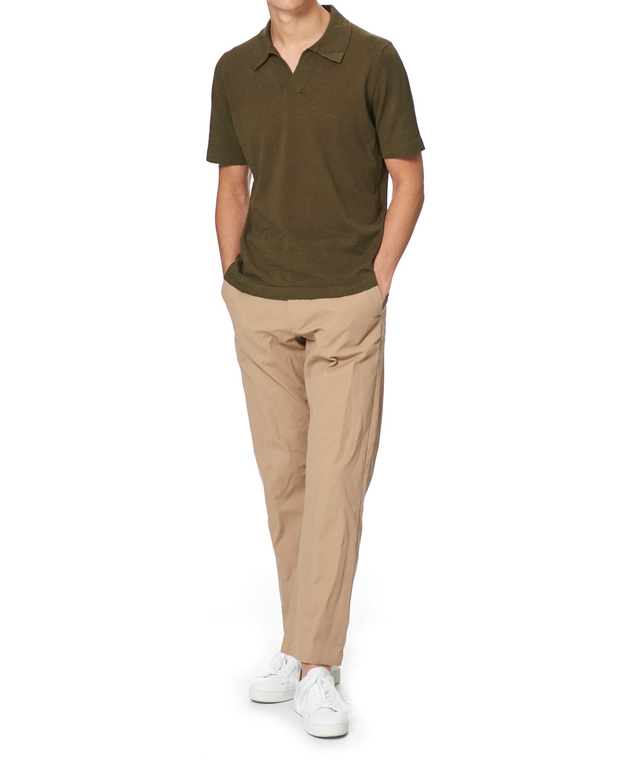 Hombres | Polos | NN07 | Ryan Cotton/Linen Polo Dark Olive