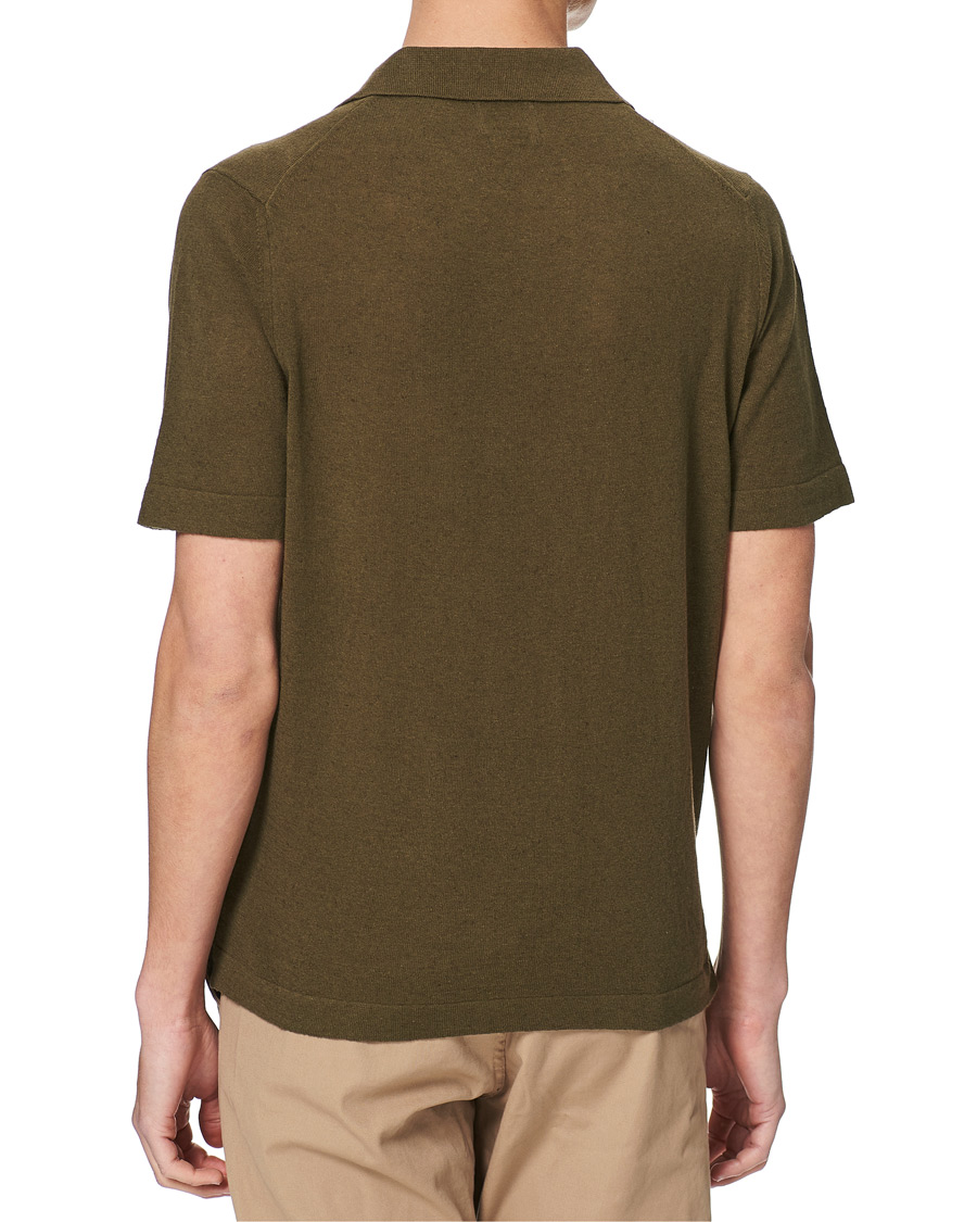 Hombres | Polos | NN07 | Ryan Cotton/Linen Polo Dark Olive