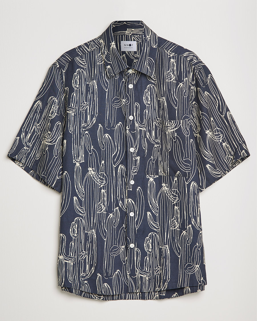Hombres | Camisas | NN07 | Hans Printed Short Sleeve Shirt Navy