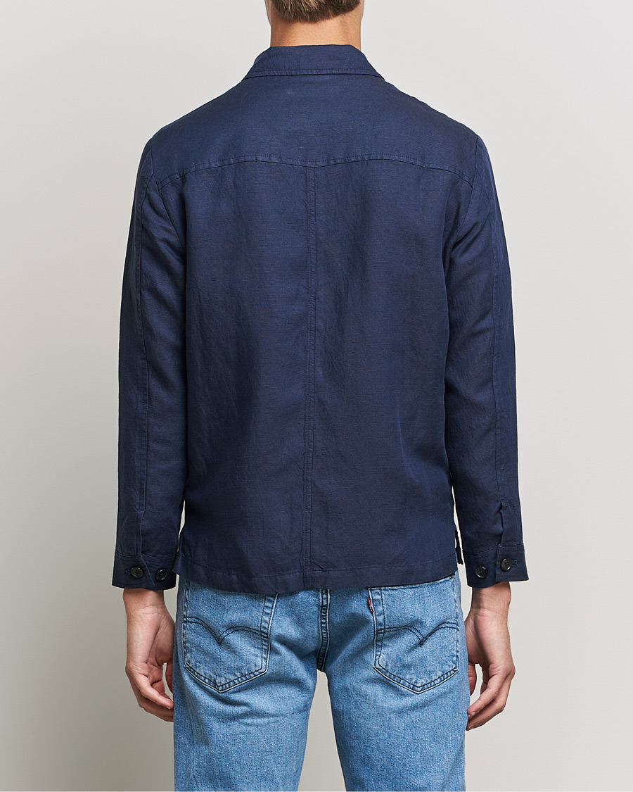 Hombres | Abrigos y chaquetas | J.Lindeberg | Jason Zip Linen Shirt Jacket Navy