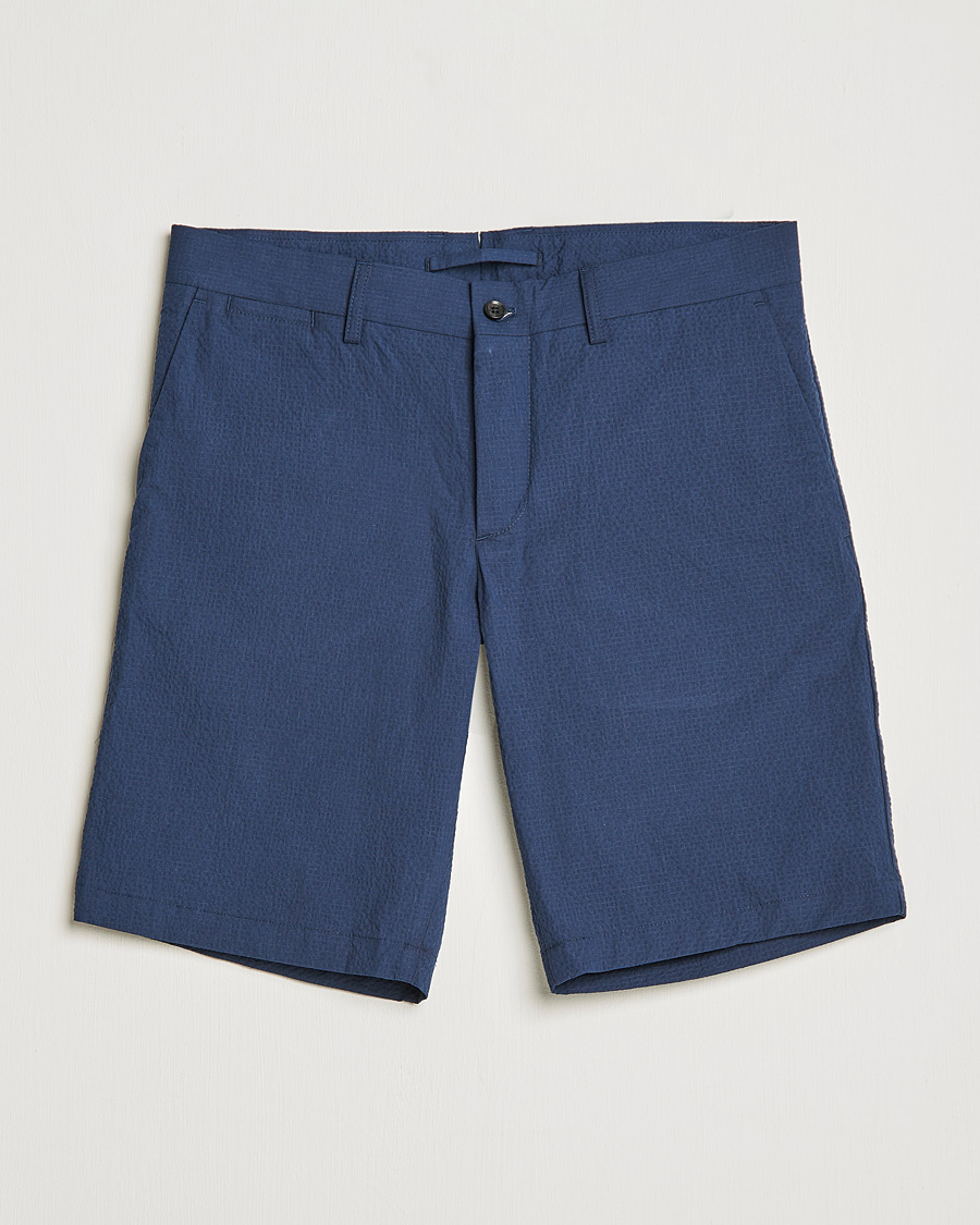 Hombres | Pantalones cortos | J.Lindeberg | Nathan Seersucker Shorts Navy