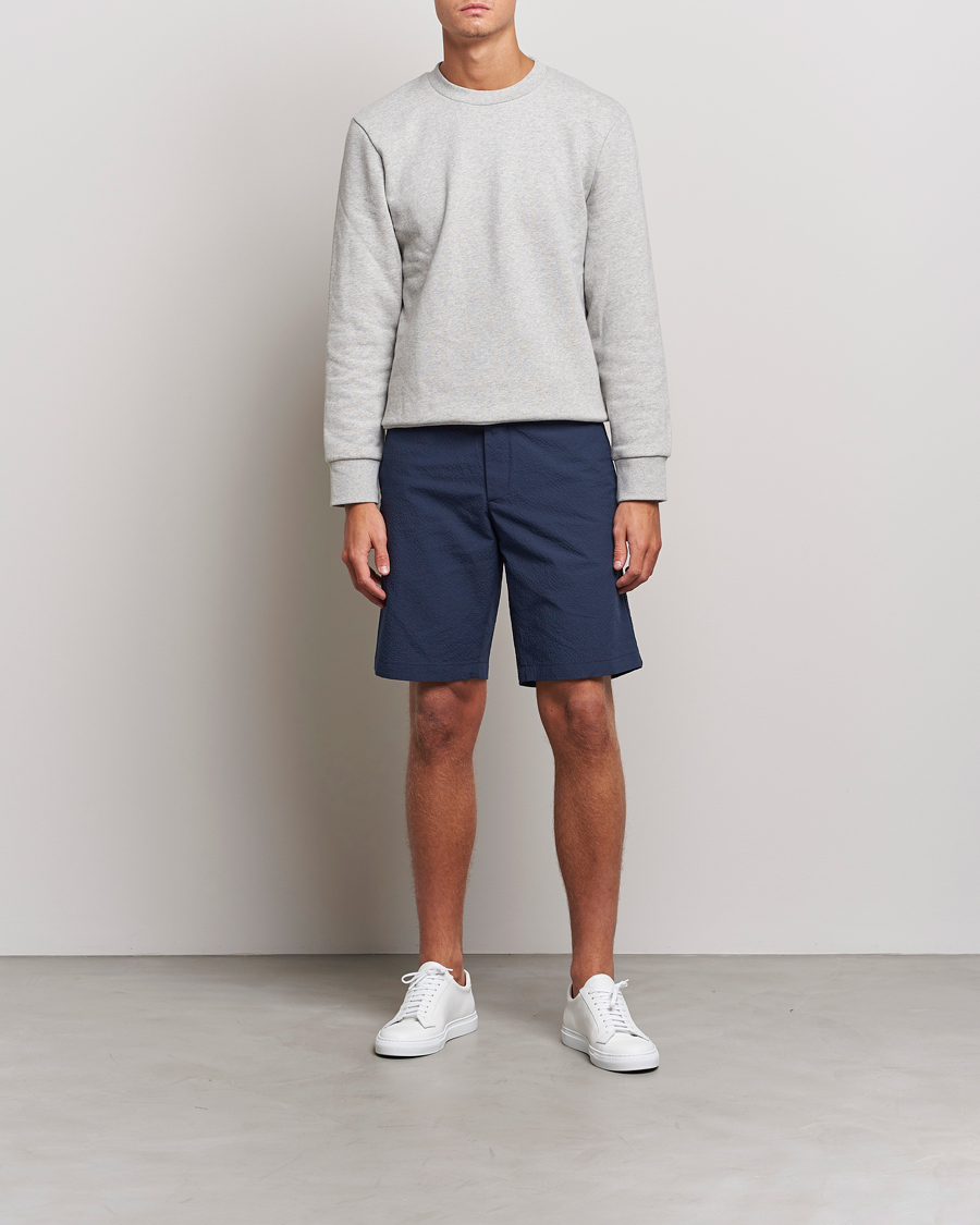 Hombres | Pantalones cortos | J.Lindeberg | Nathan Seersucker Shorts Navy