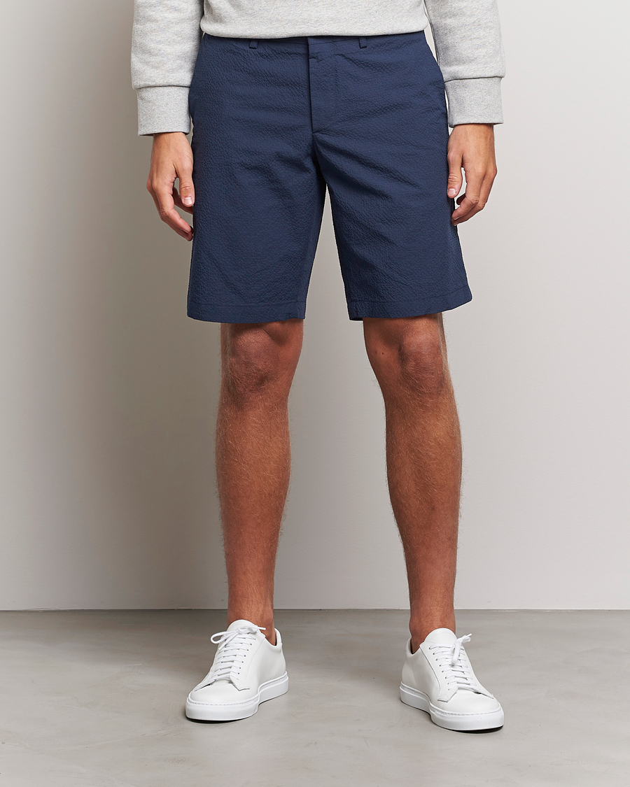 Hombres | Pantalones cortos | J.Lindeberg | Nathan Seersucker Shorts Navy