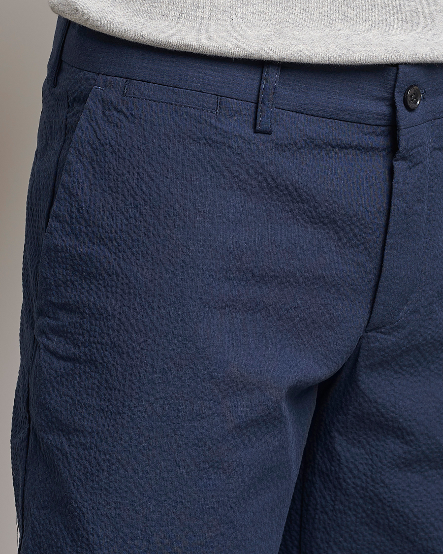 Hombres | Pantalones cortos | J.Lindeberg | Nathan Seersucker Shorts Navy