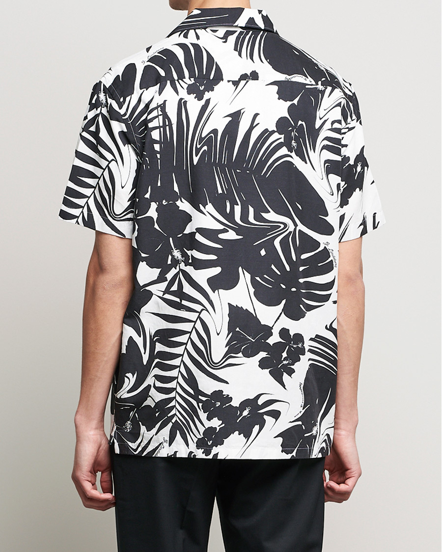 Hombres | Camisas | J.Lindeberg | Elio Hibiscus Print Short Sleeve Shirt White/Black