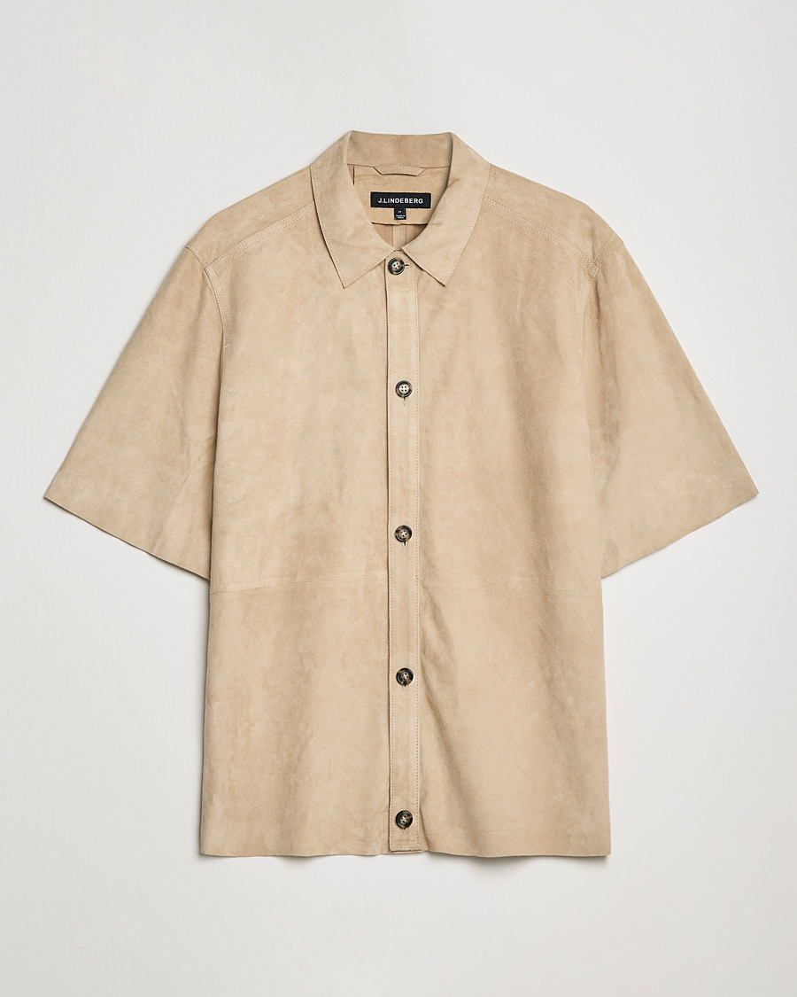 Hombres | Camisas | J.Lindeberg | Shorty Short Sleeve Suede Shirt Safari Beige