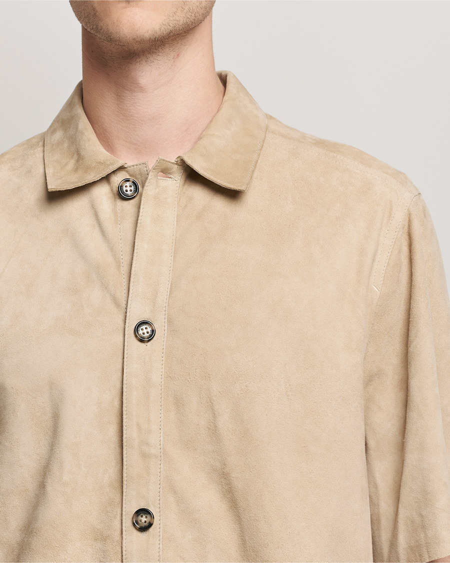 Hombres | Camisas | J.Lindeberg | Shorty Short Sleeve Suede Shirt Safari Beige