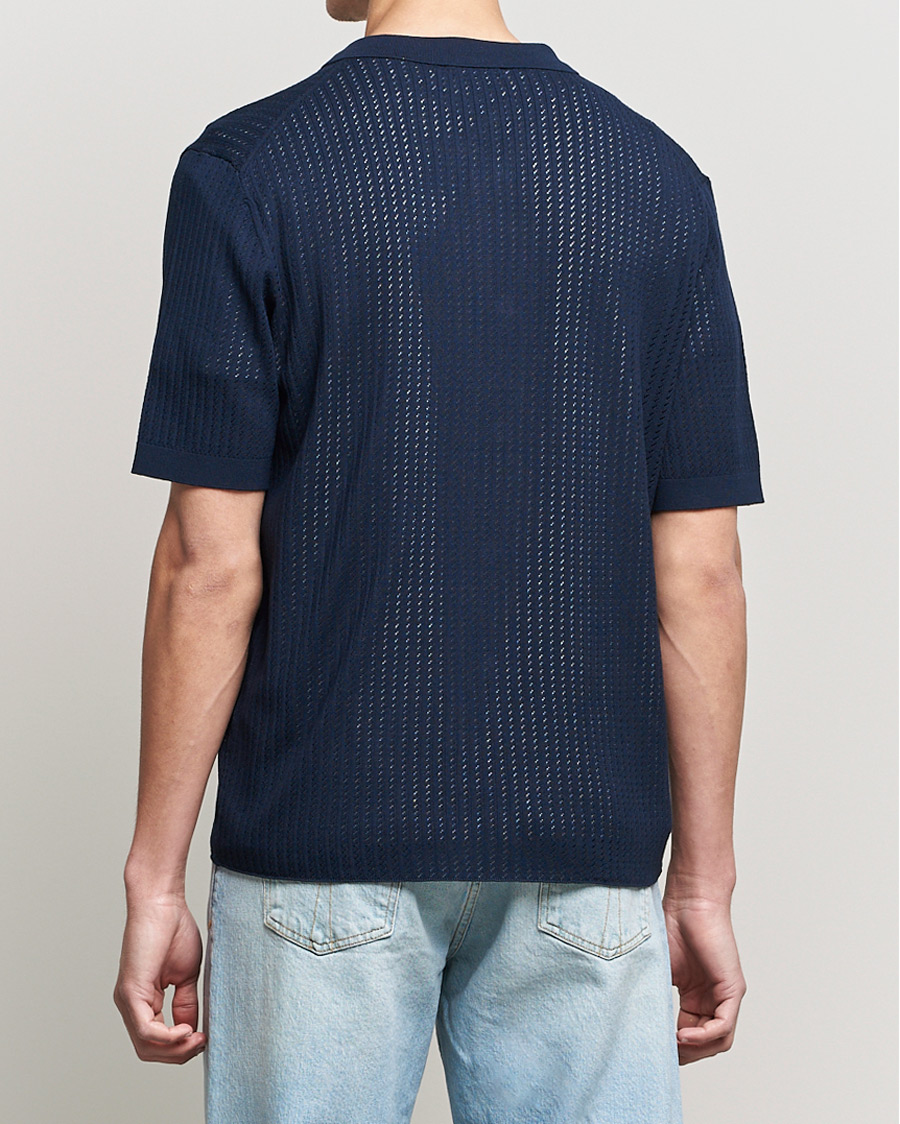 Hombres | Camisas | J.Lindeberg | Skyler Rayon Silk Knit Shirt Navy