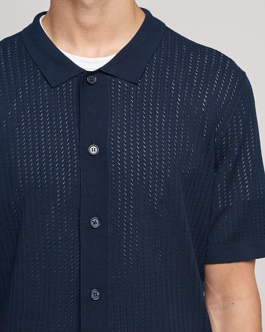 Hombres | Camisas | J.Lindeberg | Skyler Rayon Silk Knit Shirt Navy