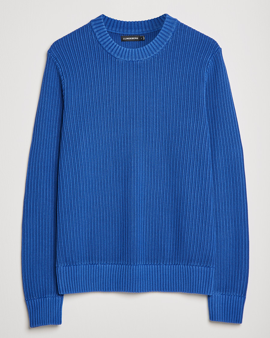 Hombres | Jerséis y prendas de punto | J.Lindeberg | Coy Summer Structure Organic Cotton Sweater Royal Blue