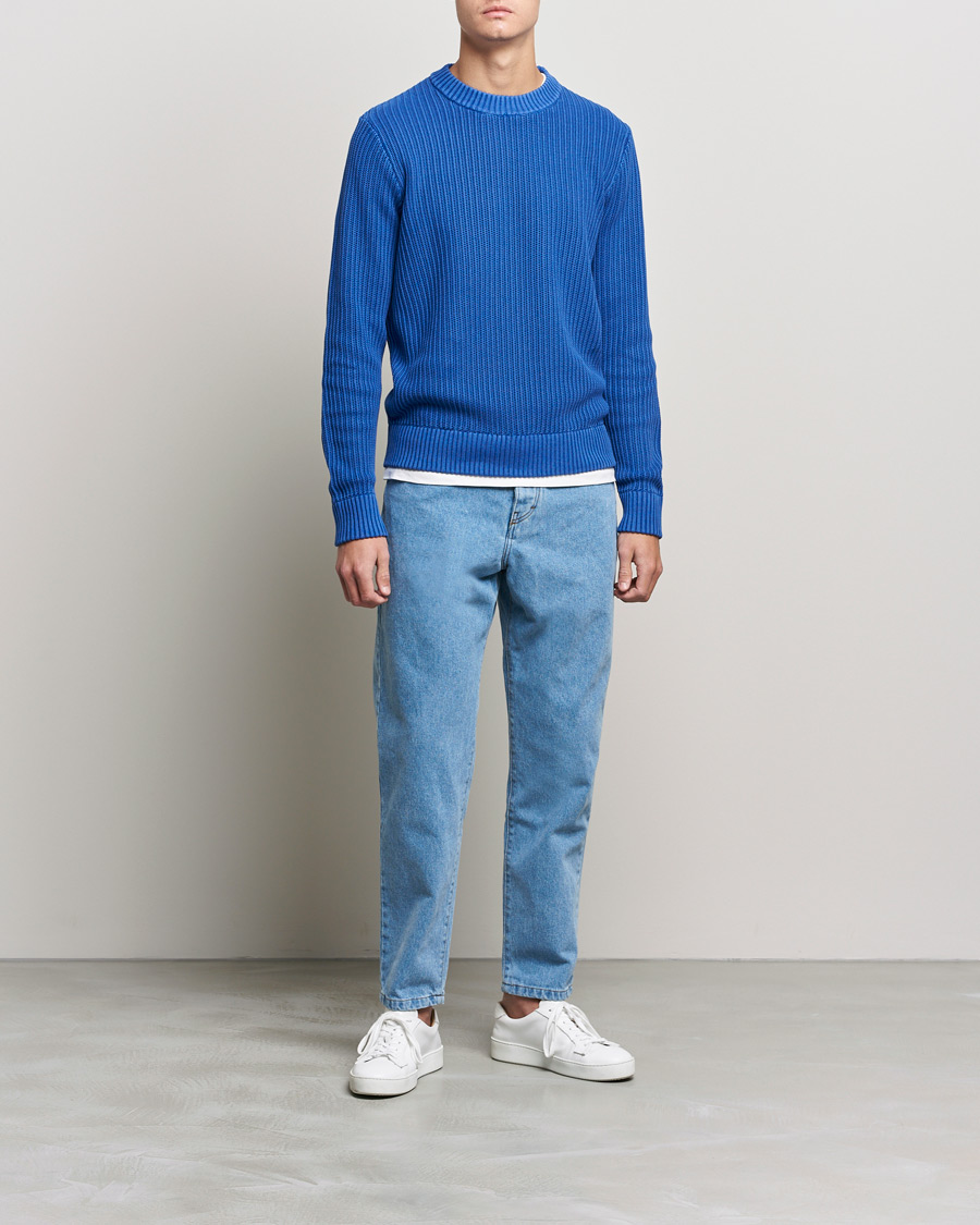 Hombres | Jerséis y prendas de punto | J.Lindeberg | Coy Summer Structure Organic Cotton Sweater Royal Blue