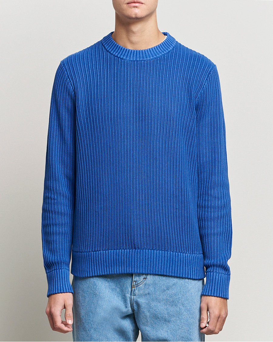 Hombres | Jerséis y prendas de punto | J.Lindeberg | Coy Summer Structure Organic Cotton Sweater Royal Blue