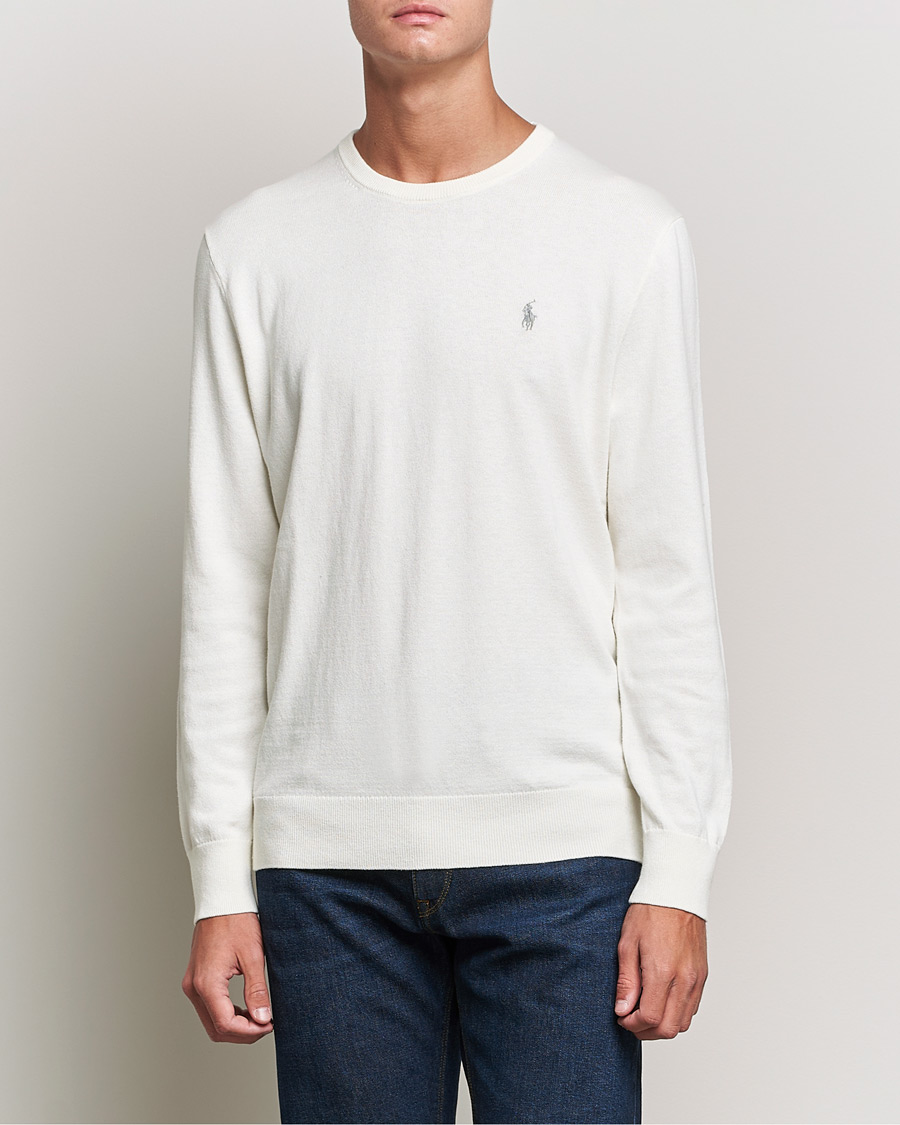 Hombres | Jerséis y prendas de punto | Polo Ralph Lauren | Cotton/Cashmere Crew Neck Pullover Deckwash White