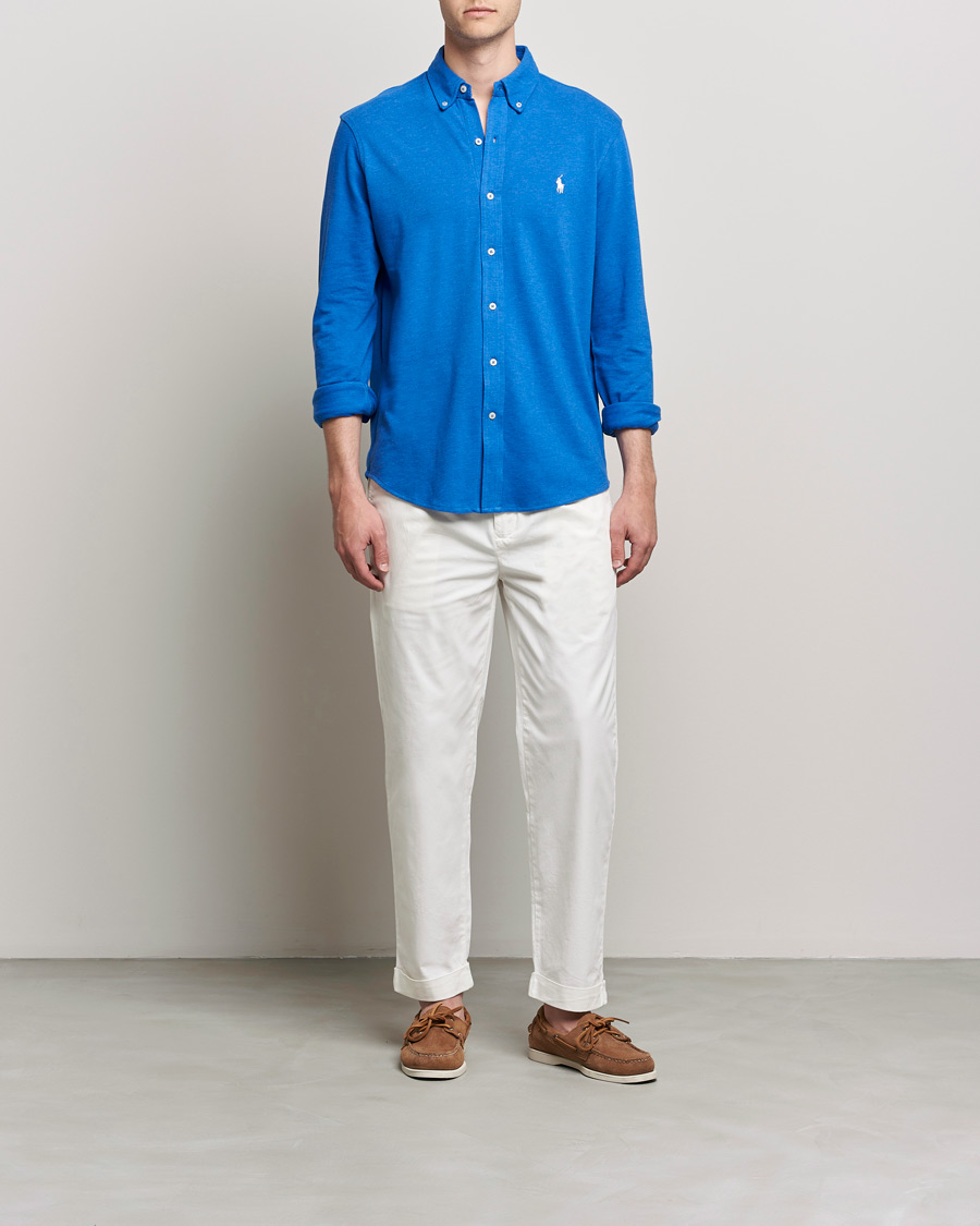 Hombres | Camisas | Polo Ralph Lauren | Featherweight Mesh Shirt Dockside Blue Heather
