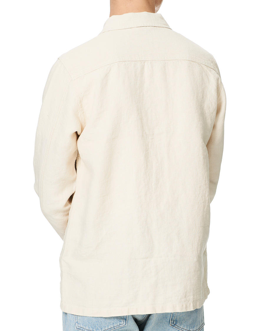 Hombres | Camisas | A Day's March | Heavy Linen Patch Pocket Overshirt Oyster