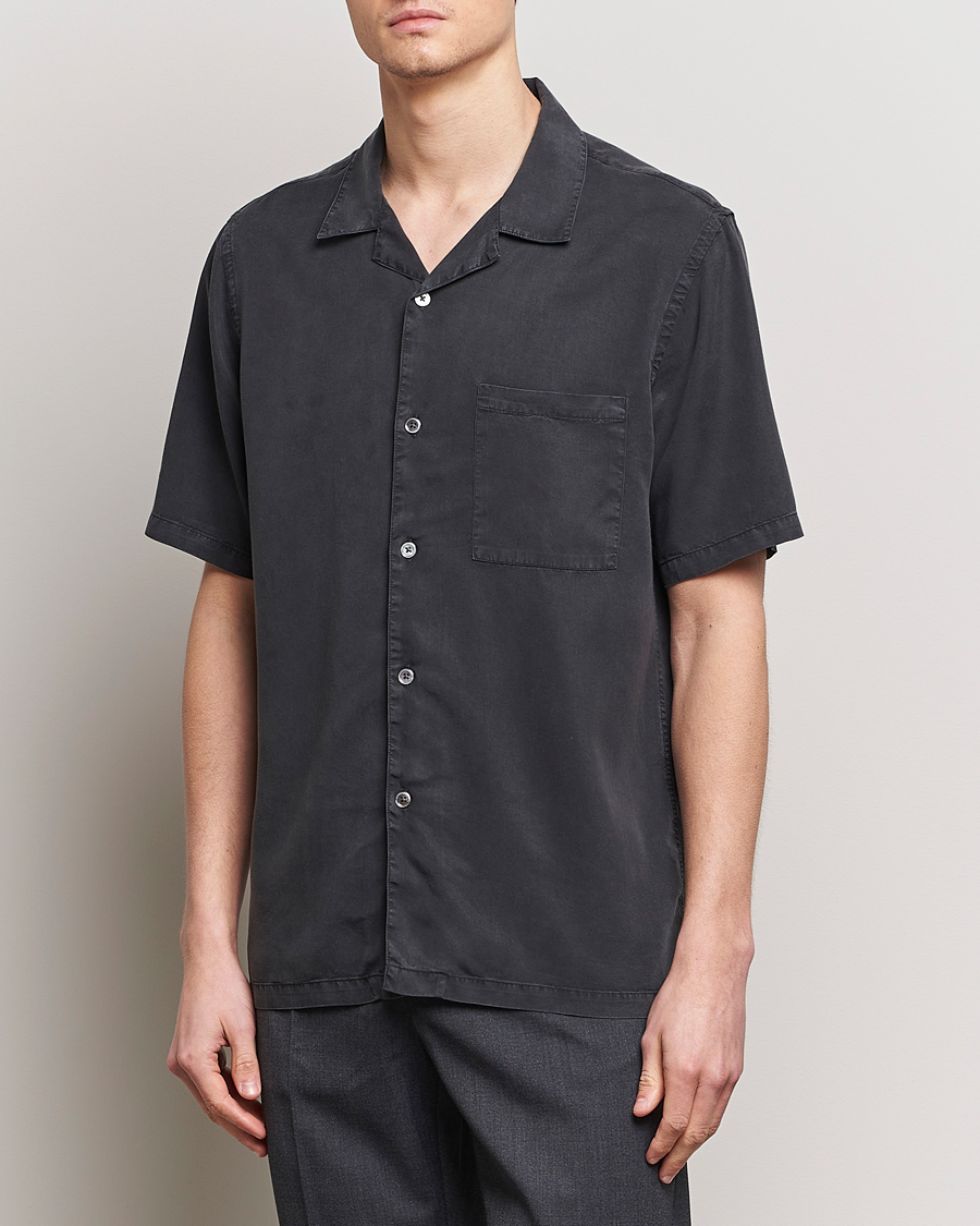 Hombres | Camisas | A Day's March | Yamu Lyocell Shirt Off Black