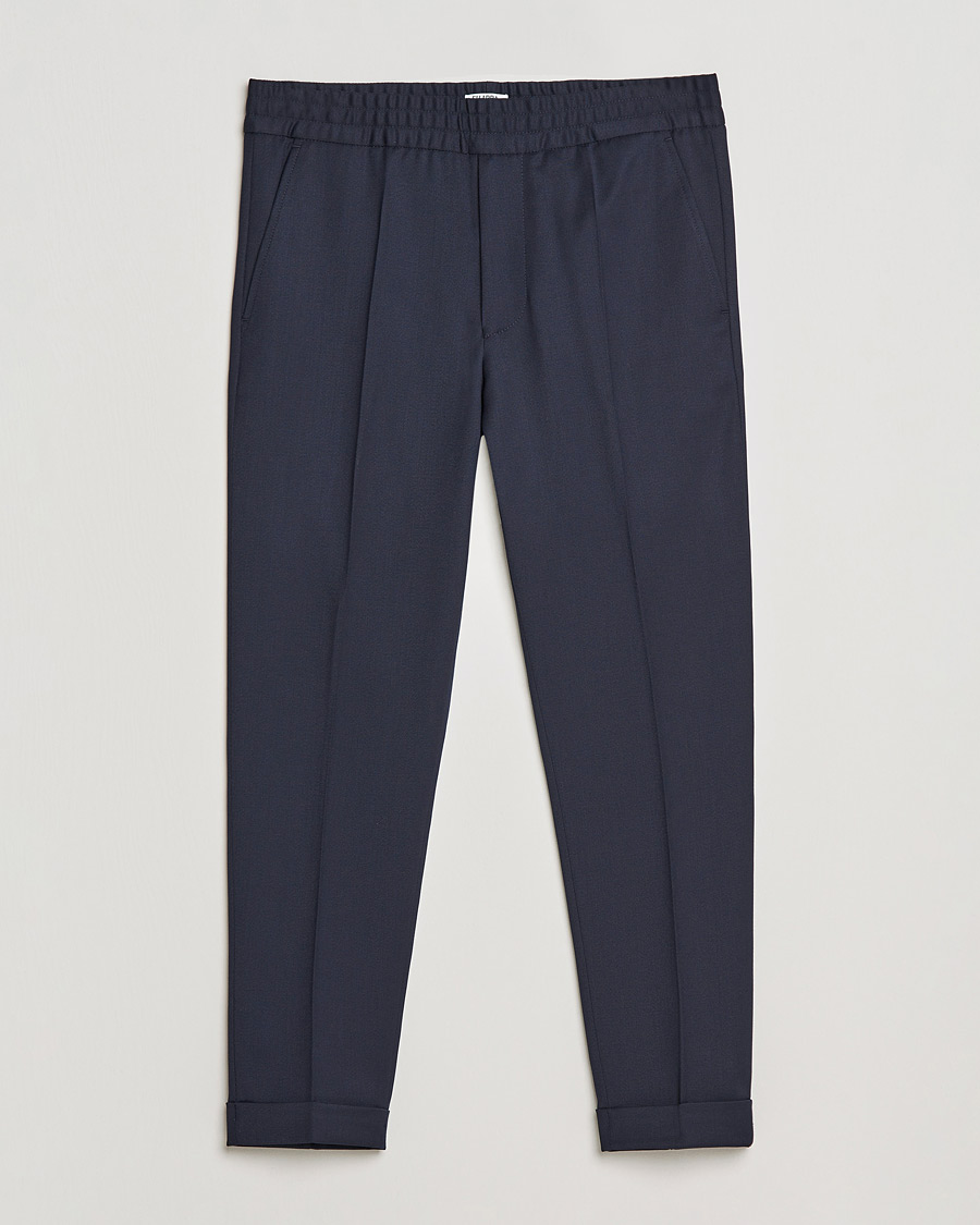Hombres | Pantalones | Filippa K | Terry Gabardine Cropped Turn Up Trousers Navy