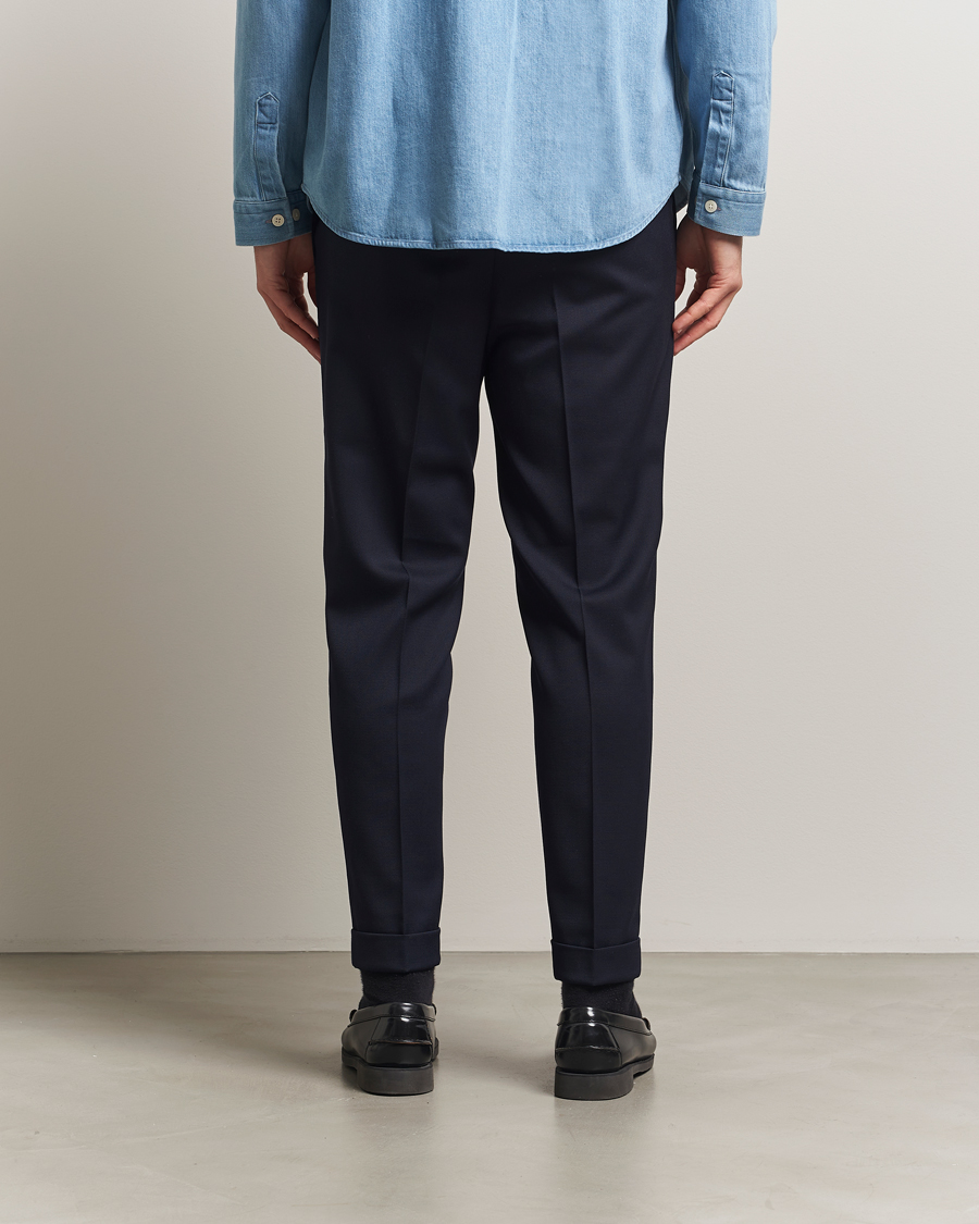 Hombres | Pantalones | Filippa K | Terry Gabardine Cropped Turn Up Trousers Navy