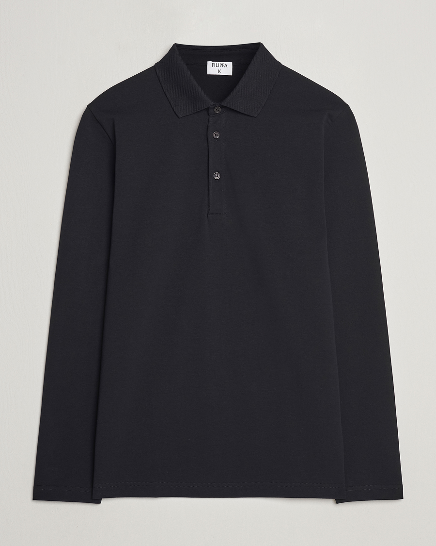Hombres | Polos | Filippa K | Luke Lycra Poloshirt Black
