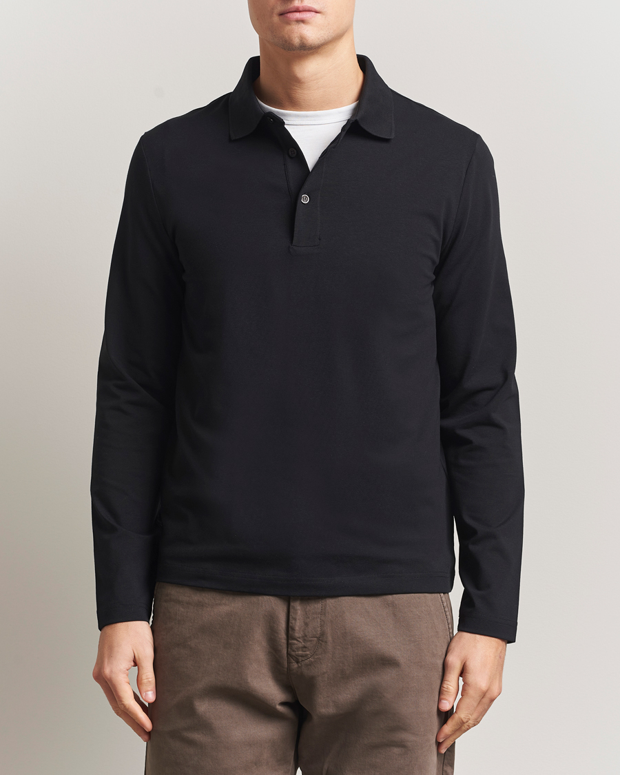 Hombres | Polos | Filippa K | Luke Lycra Poloshirt Black