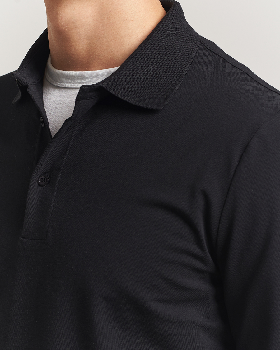 Hombres | Polos | Filippa K | Luke Lycra Poloshirt Black