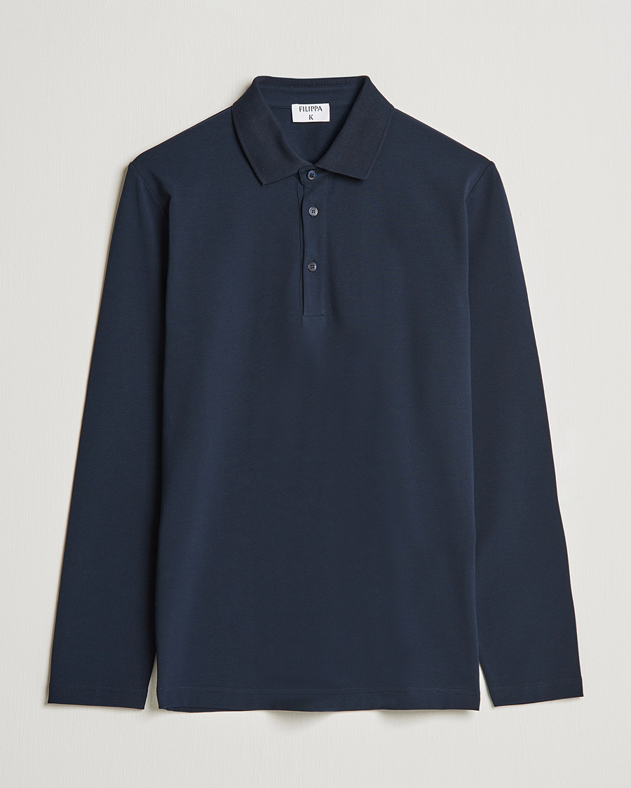Hombres | Polos | Filippa K | Luke Lycra Poloshirt Navy
