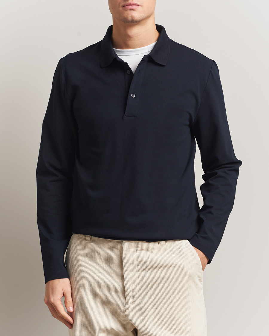 Hombres | Polos | Filippa K | Luke Lycra Poloshirt Navy