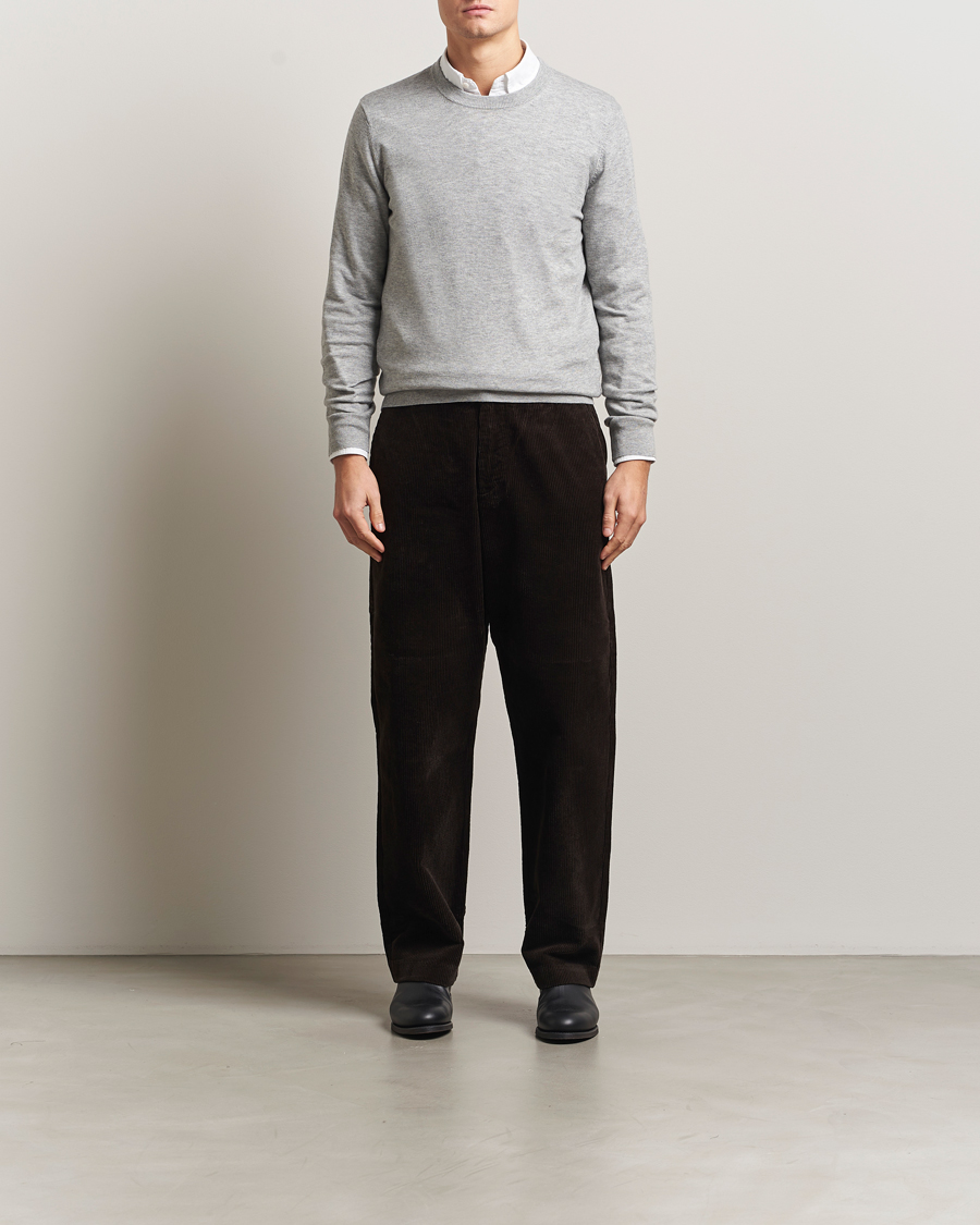 Hombres | Jerséis y prendas de punto | Filippa K | Cotton Merino Basic Sweater Light Grey Melange