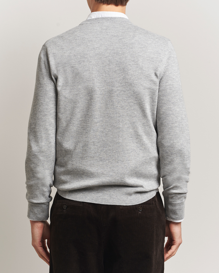 Hombres | Jerséis y prendas de punto | Filippa K | Cotton Merino Basic Sweater Light Grey Melange