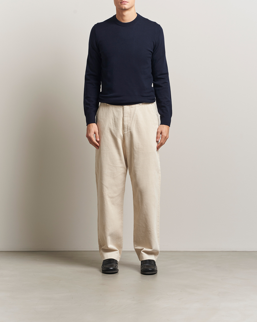 Hombres | Jerséis y prendas de punto | Filippa K | Cotton Merino Basic Sweater Navy