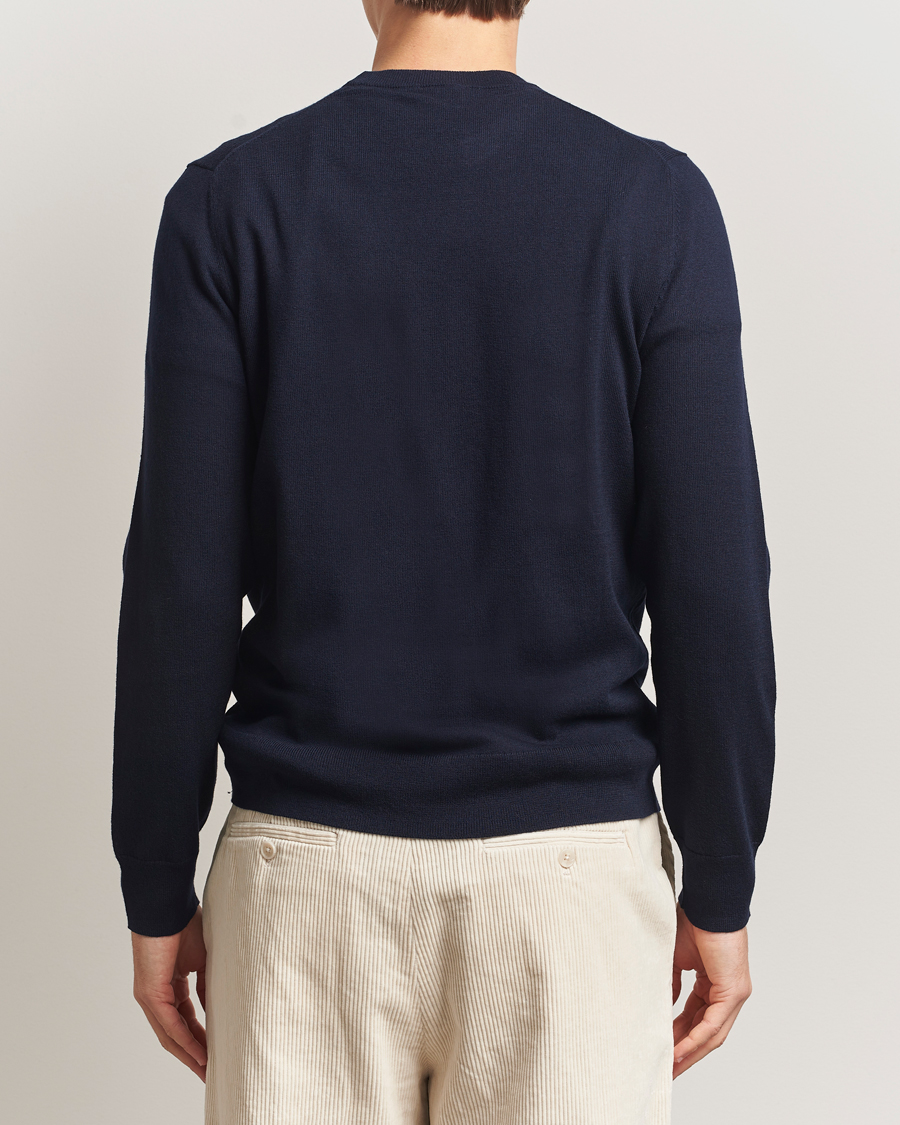 Hombres | Jerséis y prendas de punto | Filippa K | Cotton Merino Basic Sweater Navy