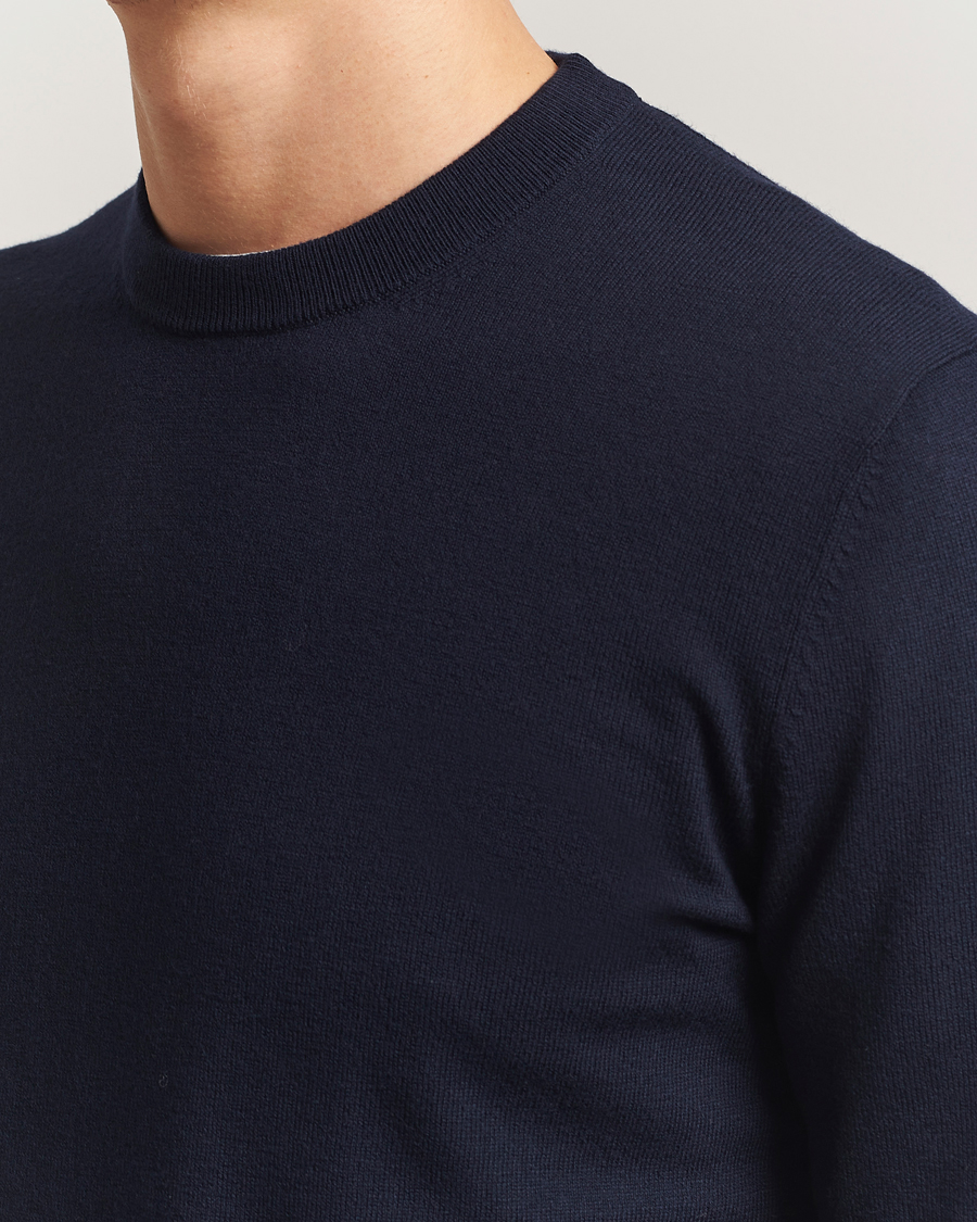 Hombres | Jerséis y prendas de punto | Filippa K | Cotton Merino Basic Sweater Navy