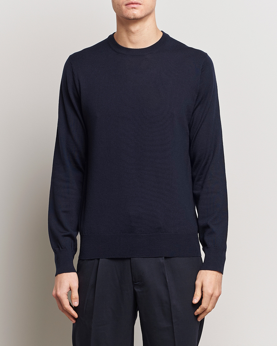 Hombres | Formal Wear | Filippa K | Merino Round Neck Sweater Navy
