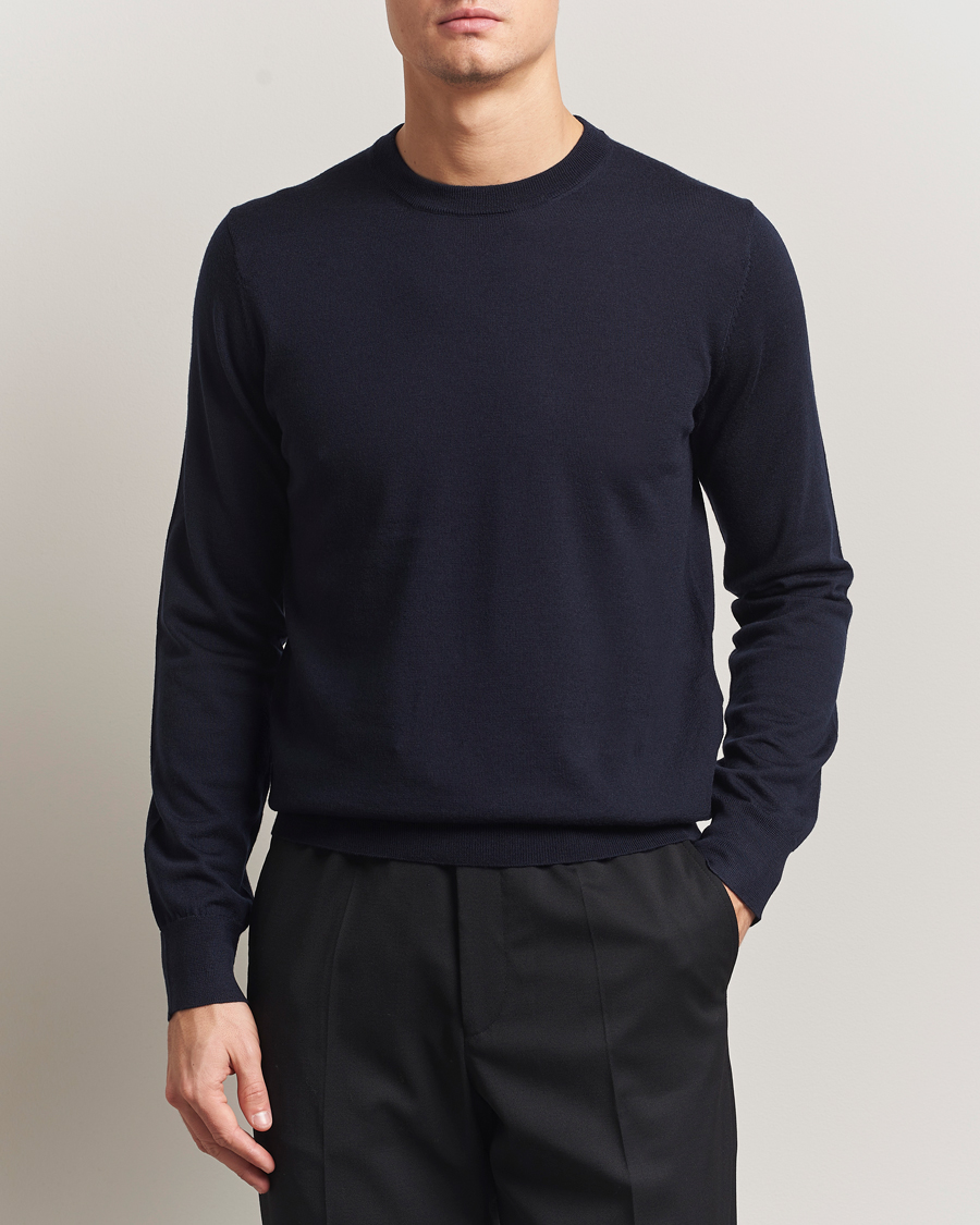 Hombres | Jerséis y prendas de punto | Filippa K | Merino Round Neck Sweater Navy