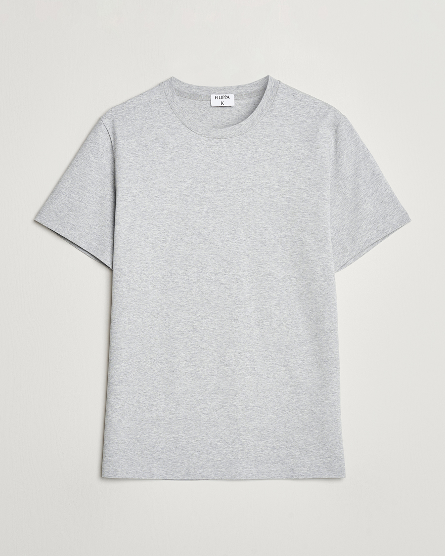 Hombres | Camisetas | Filippa K | Soft Lycra Tee Light Grey Melange