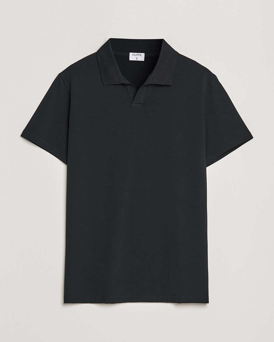Hombres | Polos | Filippa K | Soft Lycra Polo Tee Black