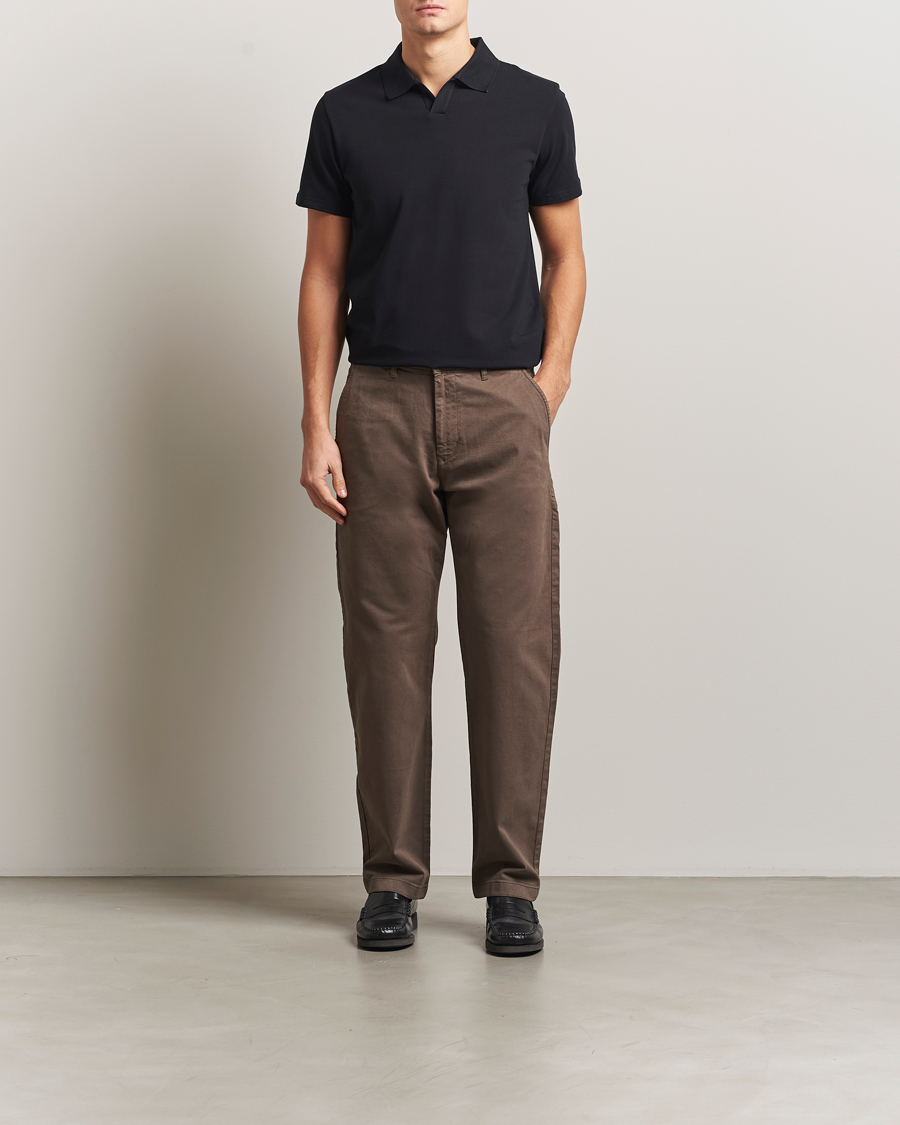 Hombres | Polos | Filippa K | Soft Lycra Polo Tee Black