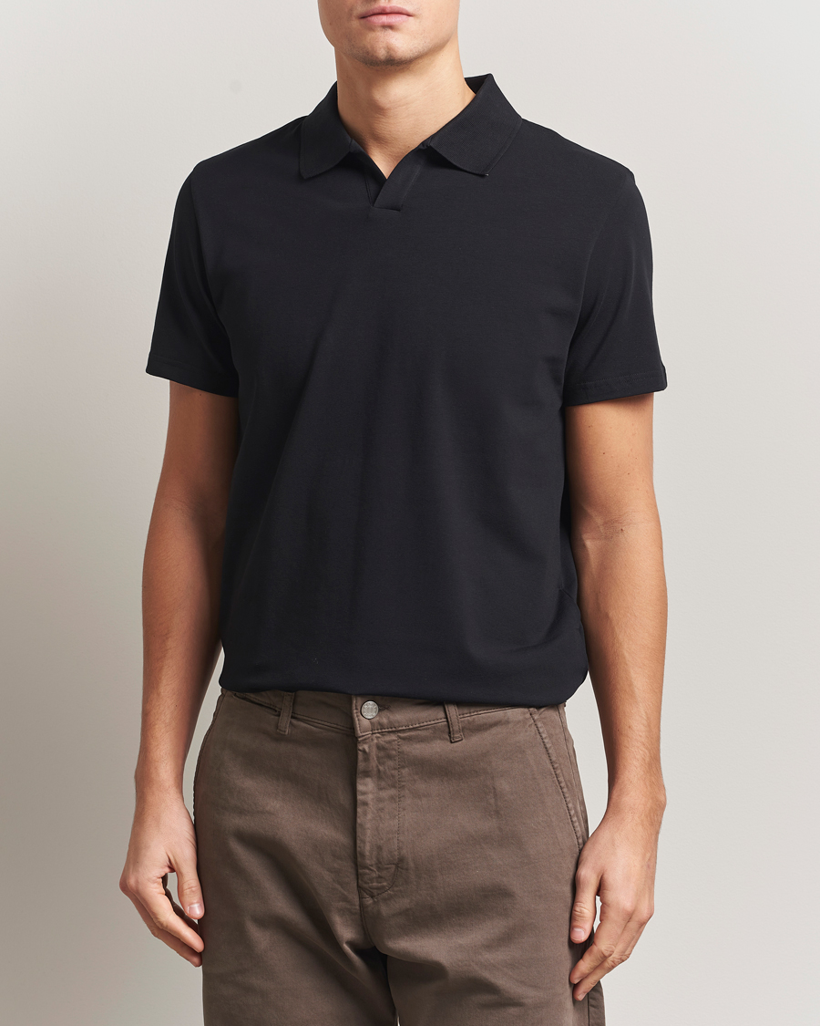Hombres | Polos | Filippa K | Soft Lycra Polo Tee Black