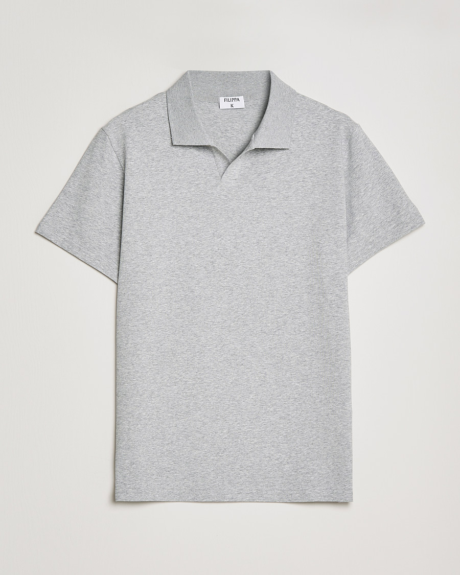 Hombres | Polos | Filippa K | Soft Lycra Polo Tee Light Grey Melange