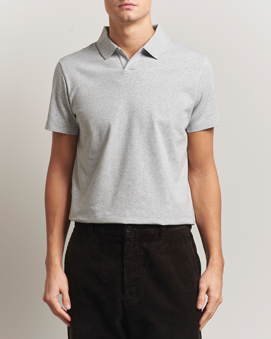 Hombres | Polos | Filippa K | Soft Lycra Polo Tee Light Grey Melange