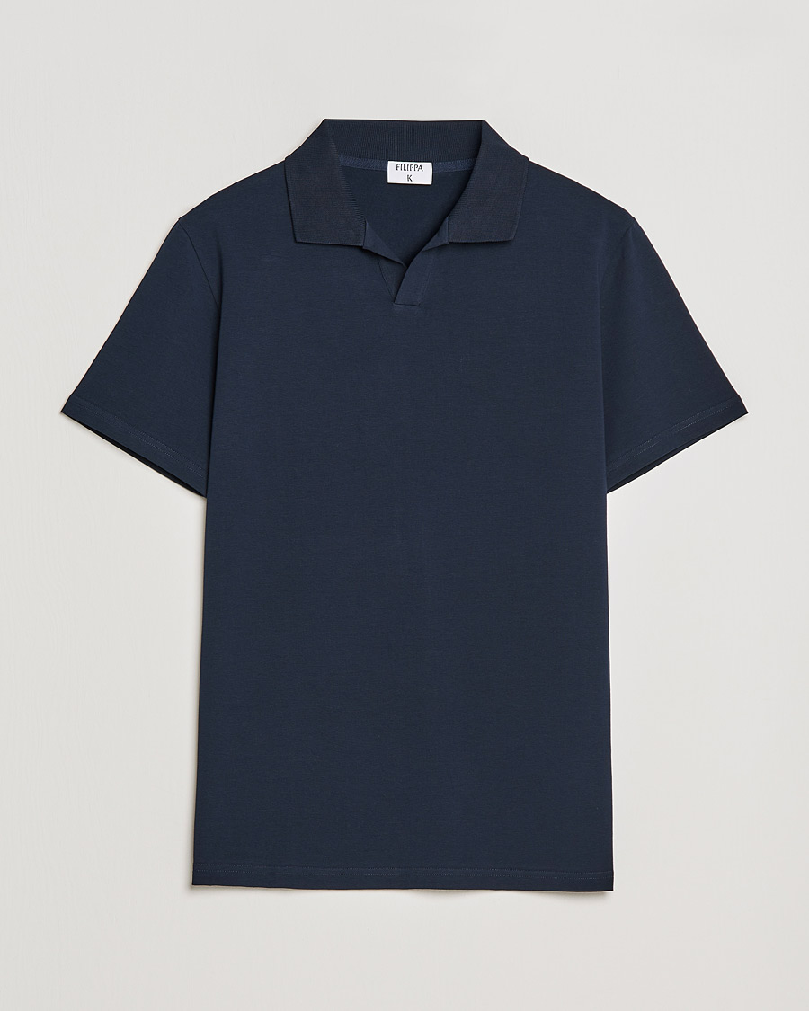 Hombres | Polos | Filippa K | Soft Lycra Polo Tee Navy