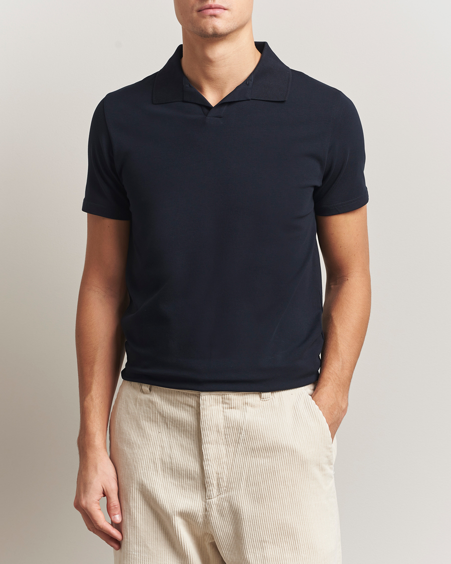 Hombres | Polos | Filippa K | Soft Lycra Polo Tee Navy