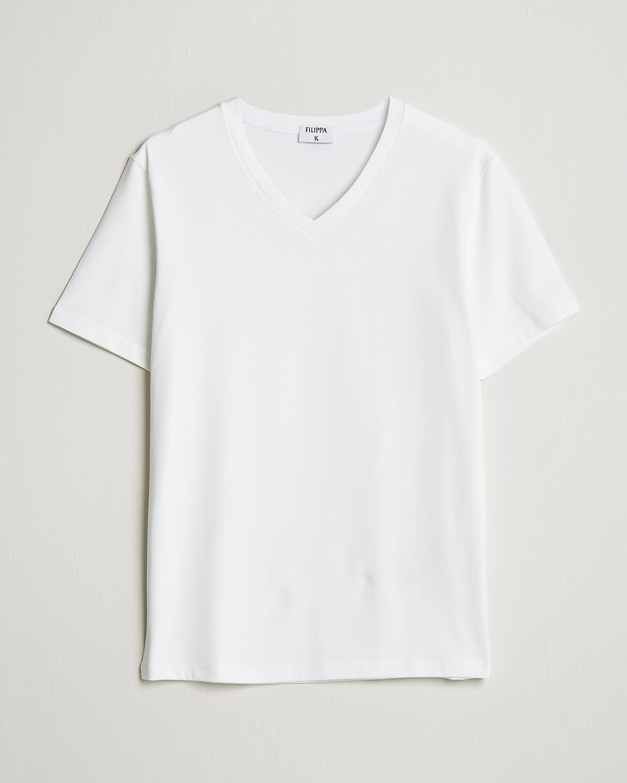 Hombres | Camisetas | Filippa K | Soft Lycra V-Neck Tee White