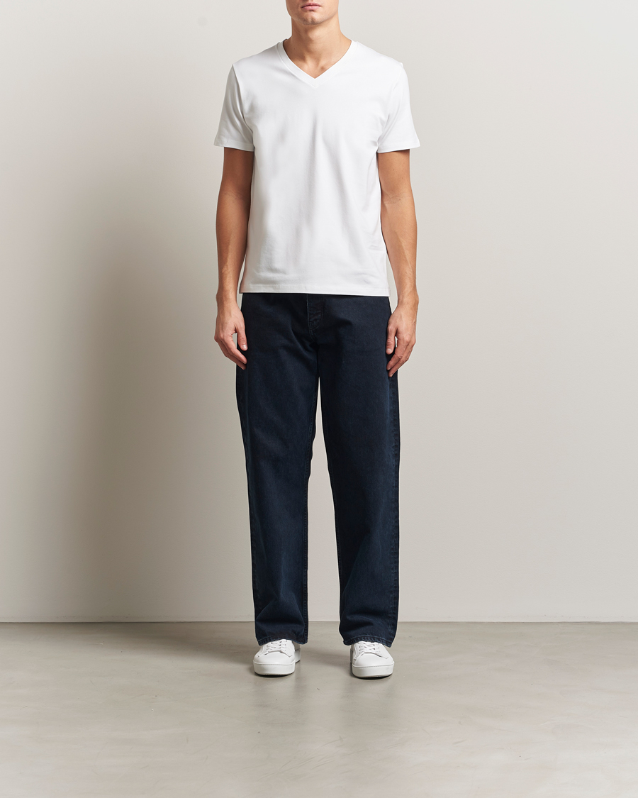 Hombres | Camisetas | Filippa K | Soft Lycra V-Neck Tee White
